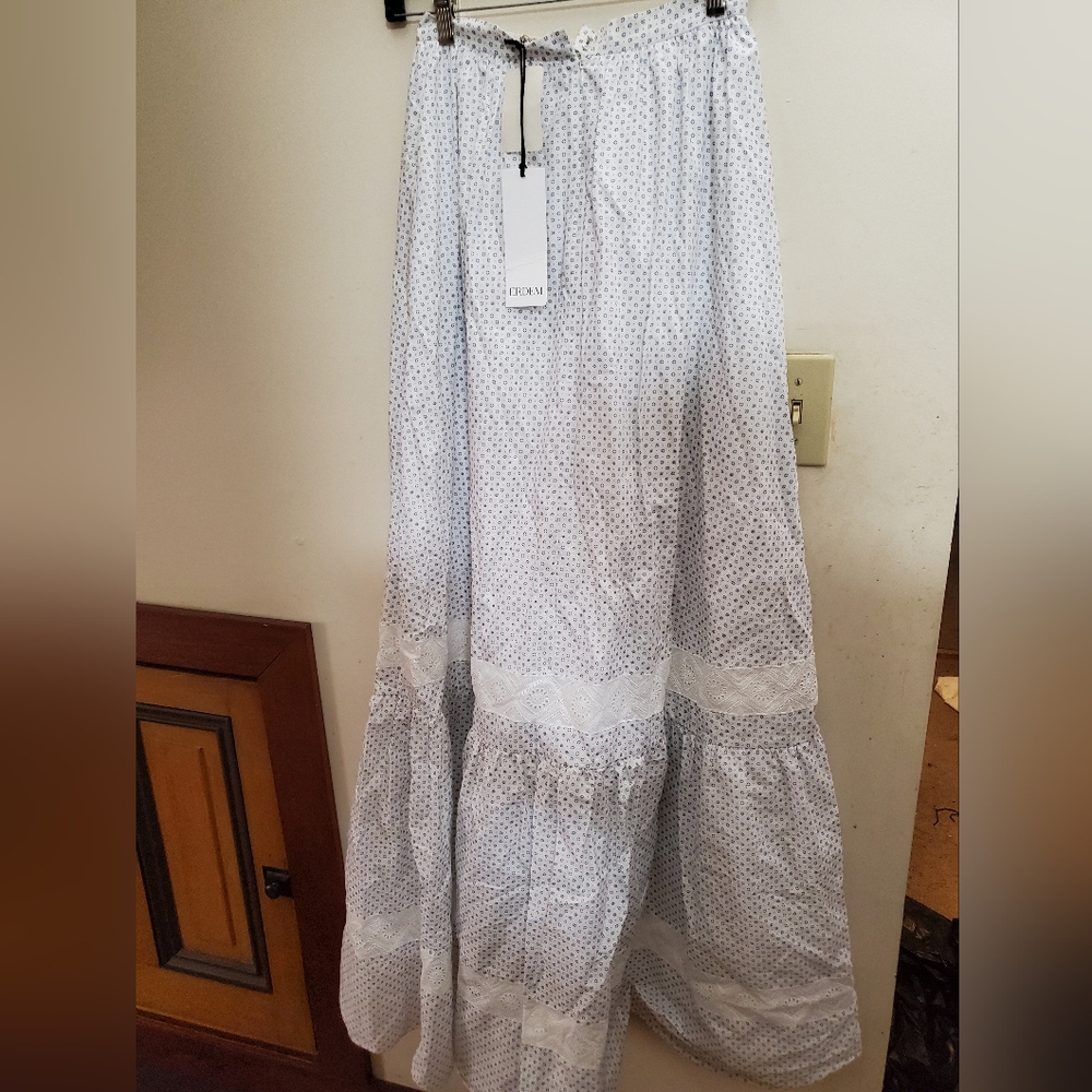 NWT sz 6UK 2US Erdem tiered cotton full length skirt